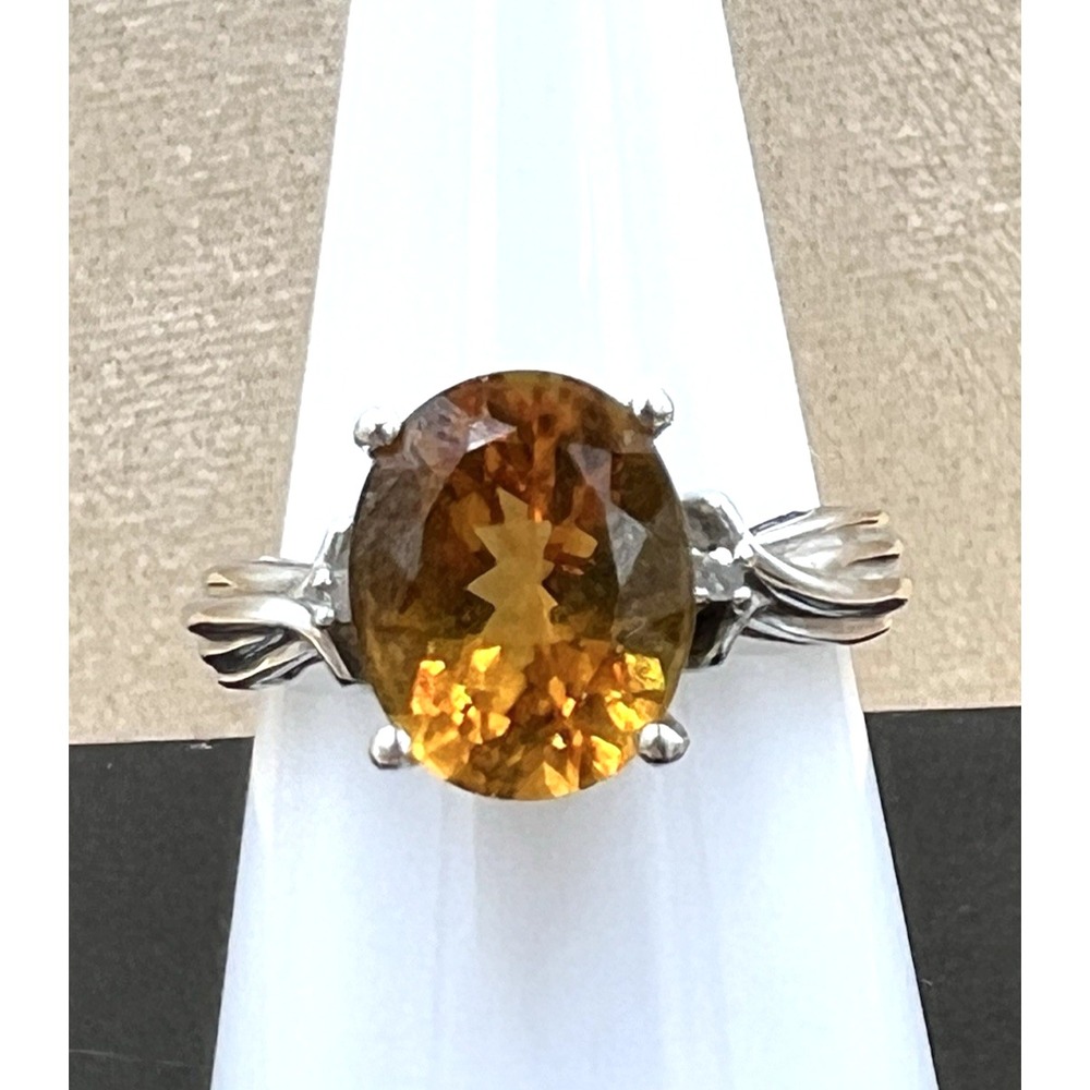 Citrine Gemstone Pendant and Ring 925 Sterling Silver 18" Chain Size 7 Ring - Picture 3 of 16